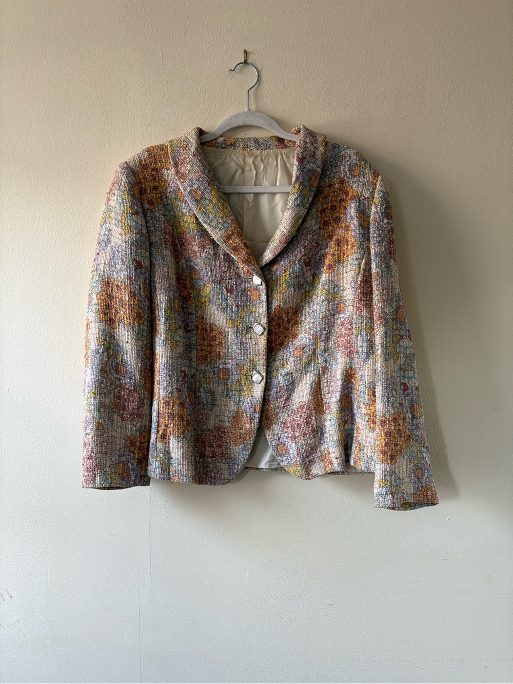 Marina Rinaldi Woven Tweeded Floral Vintage Blazer Jacket